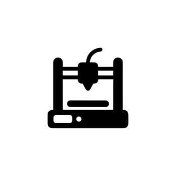 Modern Minimalist Solid 3D Printer Object Shape Icon Graphic vector