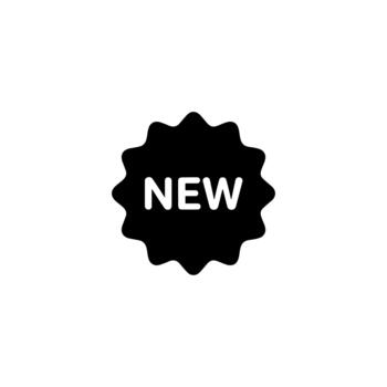 Simple Black Round Starburst Shape New Tag Icon Badge Element vector