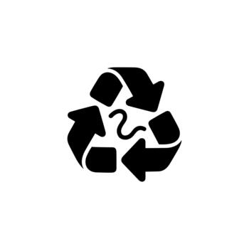 Simple Bold Outline Recycle Icon with Worm Shape Inside Sign vector