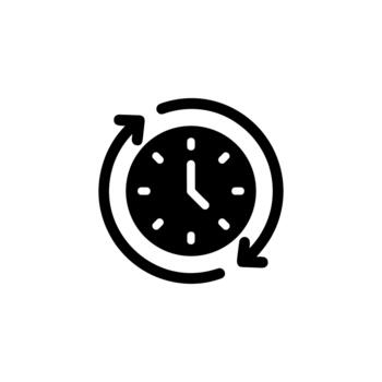 Outline Simple Clock with Arrow Circle Rotation Concept Icon Symbol vector