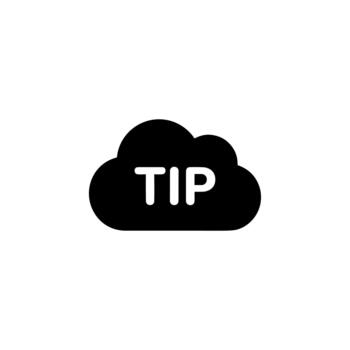 Minimalist Solid Cloud Tip Message Icon with Text Element Shape vector