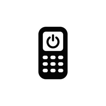 Minimalist Flat Remote Control Device with Power Button Electronic Symbol vector