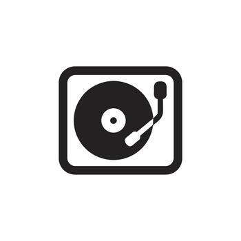 Simple Outline Turntable Inside Rounded Square Frame Music Icon vector