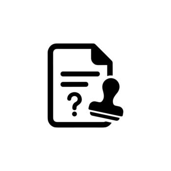 Simple Lineart Document with Question Mark and Stamp Icon Illustration vector