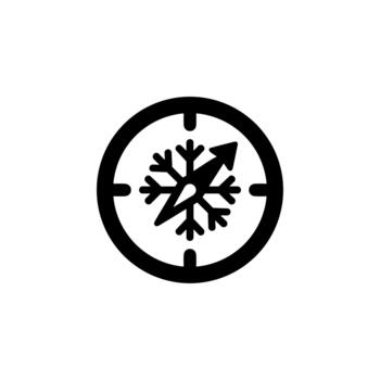 Minimalist Outline Snowflake Compass Navigation Direction Sign Symbol Icon vector