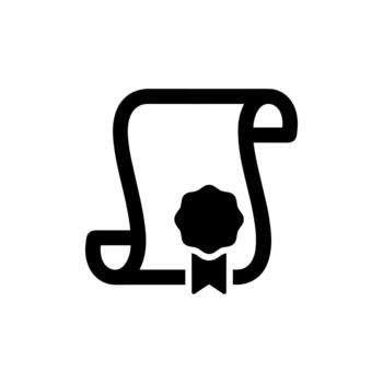 minimalista contorno Desplazarse diploma con sello y cinta icono diseño vector