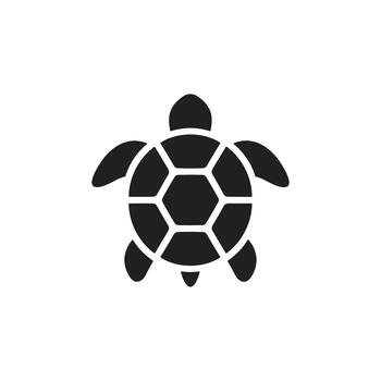 Simple Flat Silhouette Turtle Icon with Hexagon Pattern Detail Design vector