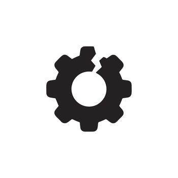 Simple Flat Broken Gear Cogwheel Machine Part Failure Icon vector