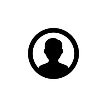 Simple Flat Silhouette User Profile Symbol Within Circle Sign Icon vector