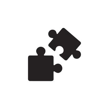 Simple Silhouette Two Puzzle Pieces Connection Concept Icon Graphic Element vector