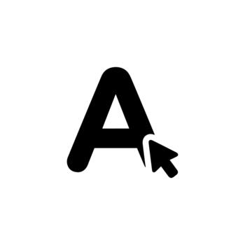 sencillo negrita letra un con cursor hacer clic icono símbolo elemento vector