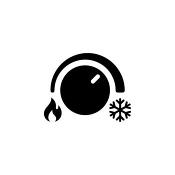 Minimalist Flat Style Temperature Control Dial with Flame and Snowflake Icon vector