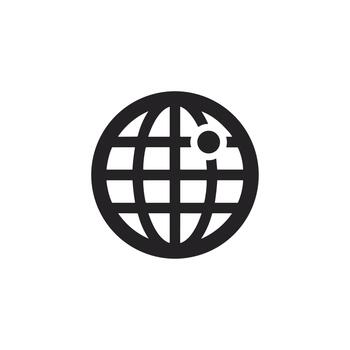 Simple Line Art World Globe with Pin Location Navigation Icon vector