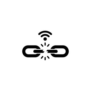 Minimalist Line Broken Chain Connection with Wireless Signal Communication Icon vector