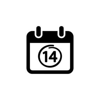 Simple Flat Design Calendar Icon with Number 14 for Event Reminder vector