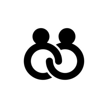 Minimalist Simple People Connection Abstract Circle Shape Silhouette Icon Design vector