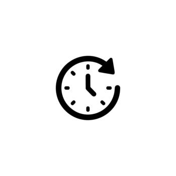 sencillo contorno giratorio reloj con flecha icono símbolo para hora concepto vector