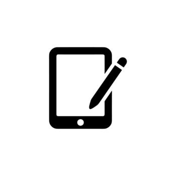 Simple Solid Tablet with Stylus Touch Device Interface Icon vector