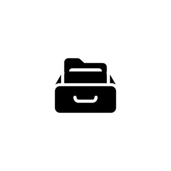 Simple Solid Style Drawer File Box Icon for Office and Organization vector