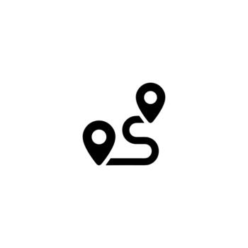 Flat Line Two Location Pin with Route Navigation Icon vector