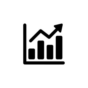 Simple Line Bar Chart with Arrow Showing Growth Business Graph Icon vector