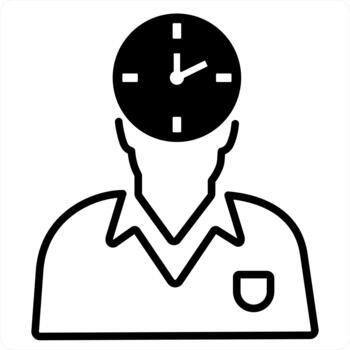 Time Management and user icon concept in black line color vector
