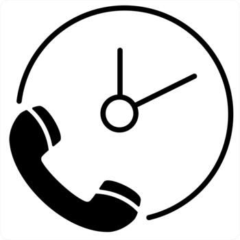 Call on Time icon concept in black line color vector