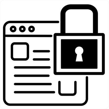 Webpage Security and security icon concept in black line color vector