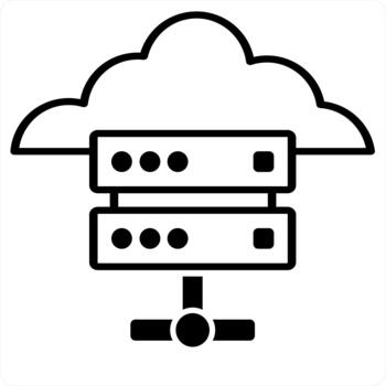 Cloud Server and server icon concept in black line color vector