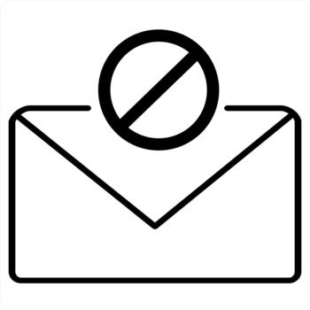 Message Prohibited and ban icon concept in black line color vector