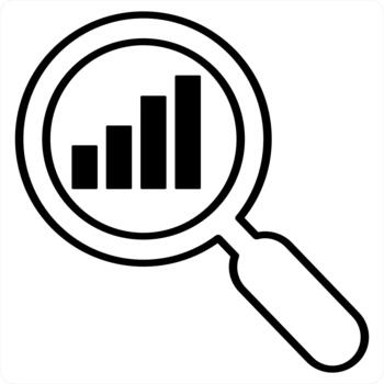 buscar analítica y grafico icono concepto en negro línea color vector