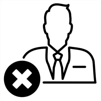 Remove User and delete user icon concept in black line color vector