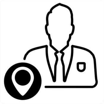 User Location and security icon concept in black line color vector