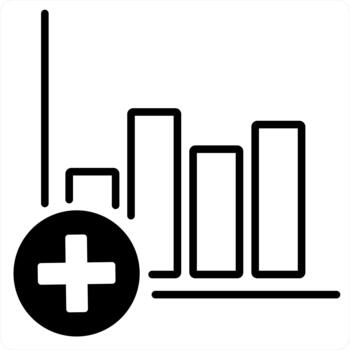 Add Graph and graph icon concept in black line color vector