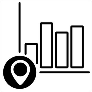 Graph Location and graph icon concept in black line color vector