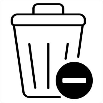 Trash Bin and recycle icon concept in black line color vector