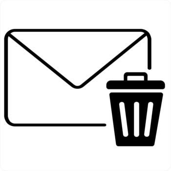 Remove Message and trash icon concept in black line color vector