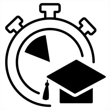 Study Time and time icon concept in black line color vector