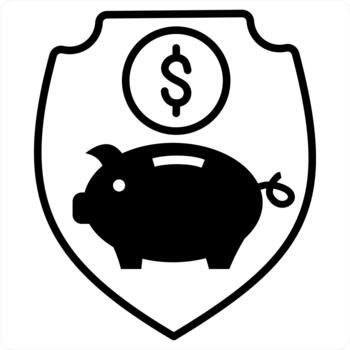 Savings Security and security icon concept in black line color vector