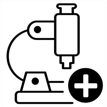 Microscope and lab icon concept in black line color vector