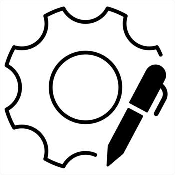 editar ajuste y editar en negro línea color vector