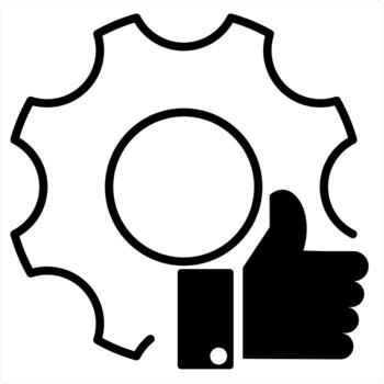 Like Settings and like icon in black line color vector