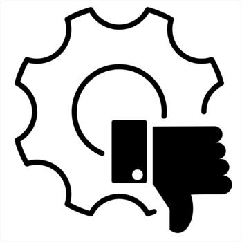 Dislike Settings and settings icon concept in black line color vector