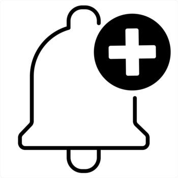 Add Notification and notification icon concept in black line color vector