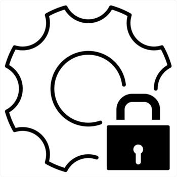 Setting Security icon concept in black line color vector