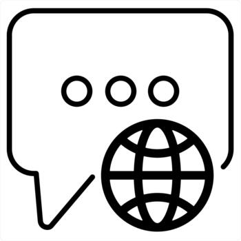 Global Message and chat icon concept in black line color vector