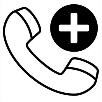 Add Call and calling icon concept in black line color vector