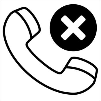 eliminar llamada y Eliminar vocación icono concepto en negro línea color vector