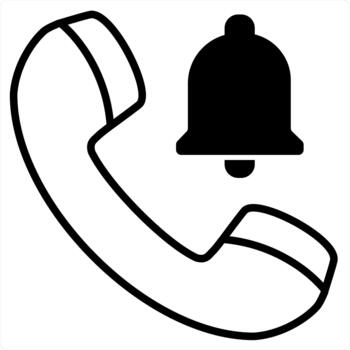 Call Notification and calling icon concept in black line color vector