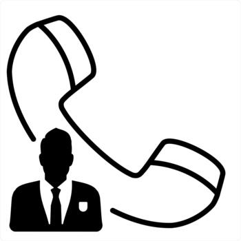 Call Owner and calling icon concept in black line color vector